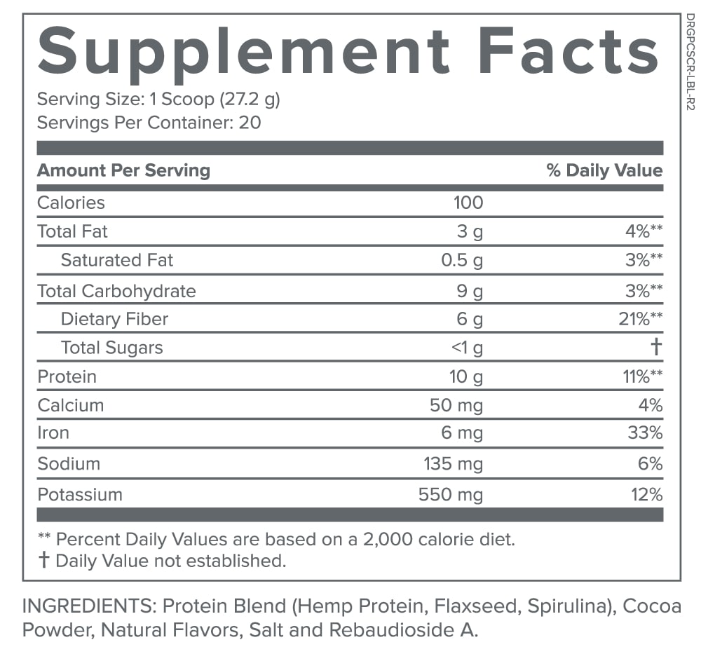 ProplantChocolate Supplement facts-min